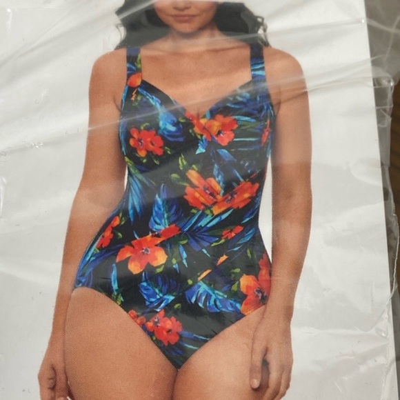 *SEALED* Miradonna by Miraclesuit 1 Piece Bathing Suit Size 6 Tropical Slimming - Picture 1 of 7